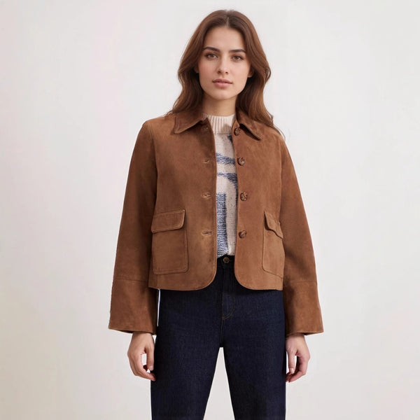 Suede Trench Coat for Women Spring Autumn Women Clothing Solid Color Jacket Coat for Women