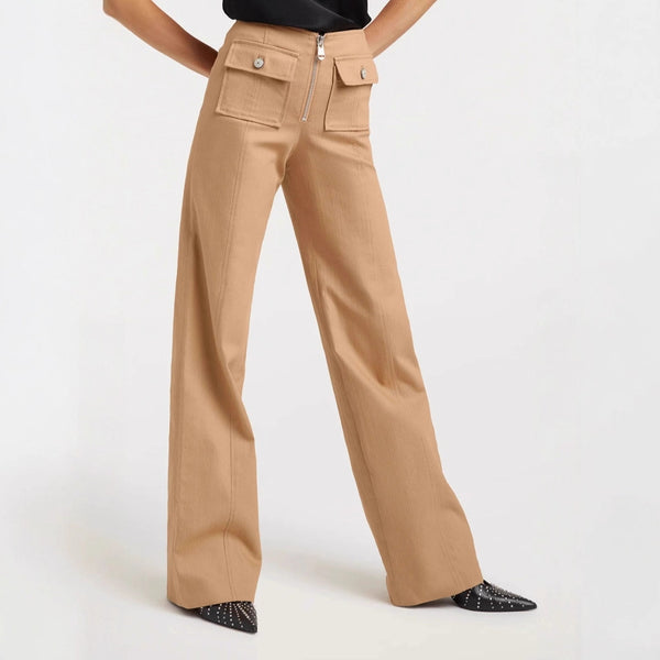 Women High Waist Wide Leg Pants Trousers Casual with Double Pockets Design All Matching Trousers