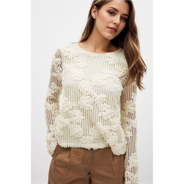 High Grade Hollow Out Cutout Crochet Sweater Women Autumn Long Sleeve Top