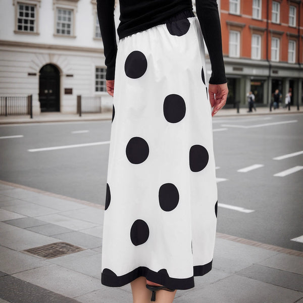 High Waist Fall Big Polka Dot Women French Elegant Fashionable Skirt