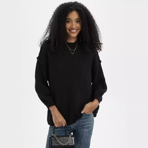 Women Clothing Loose Casual Design Sweater Fall Winter Outer Wear Top